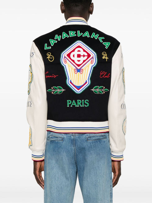 chenille-patchwork bomber jacket