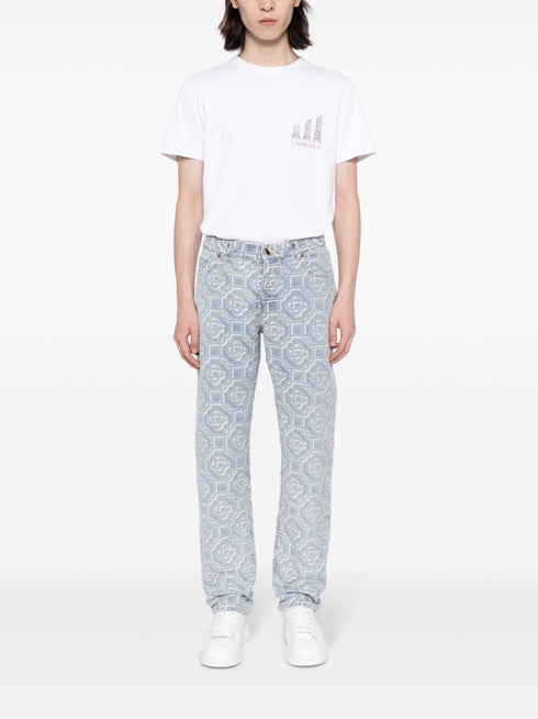 monogram-print straight-leg jeans