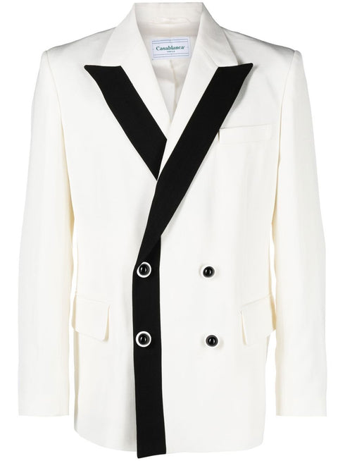 contrast-lapel double-breasted blazer