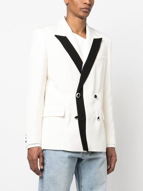 contrast-lapel double-breasted blazer