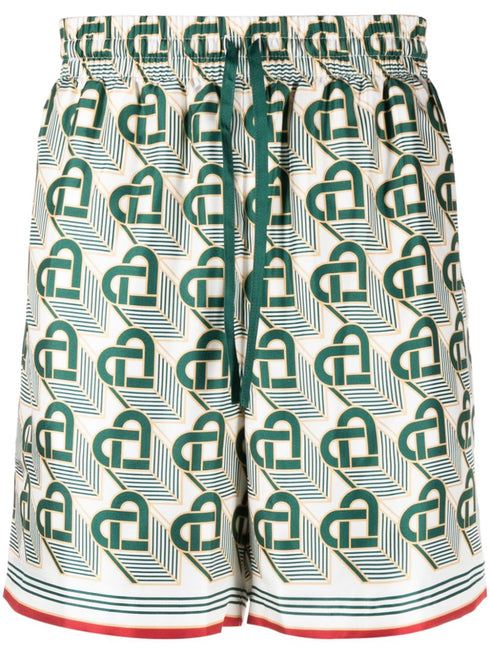 Heart Monogram silk shorts