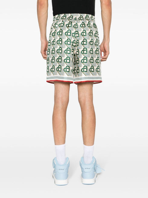 Heart Monogram silk shorts