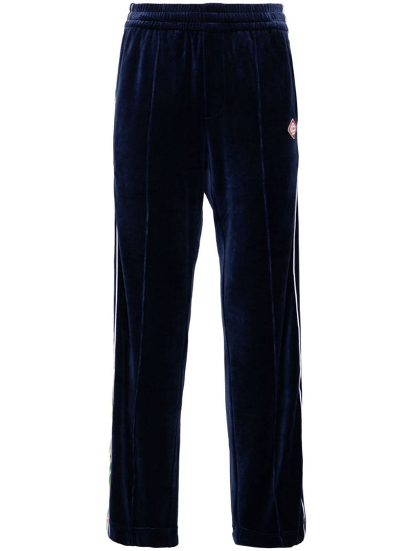 Heart Monogram velvet track pants