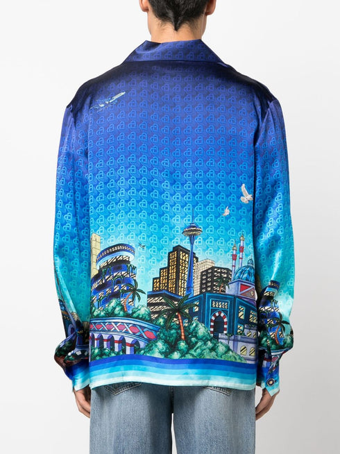 Cuban-collar silk shirt