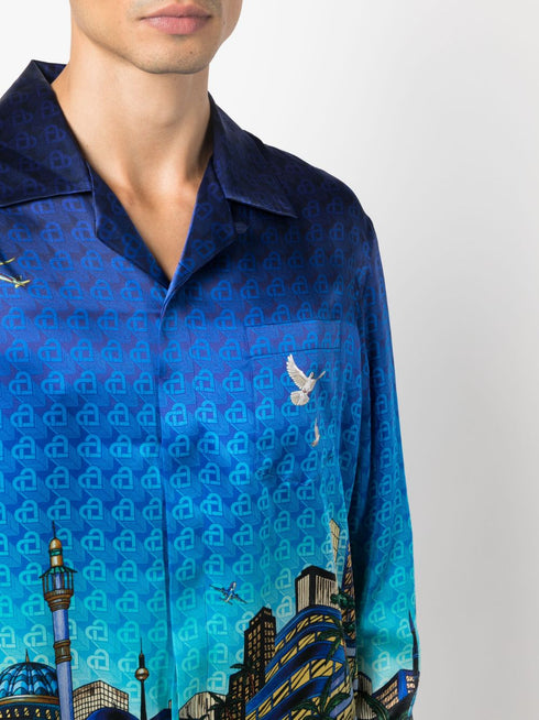 Cuban-collar silk shirt