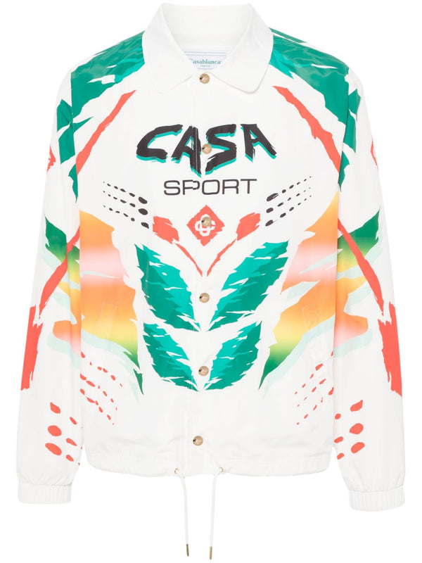 PRINTED NYLON MENS PRINTED COACH JACKET CASA MOTO WHITE