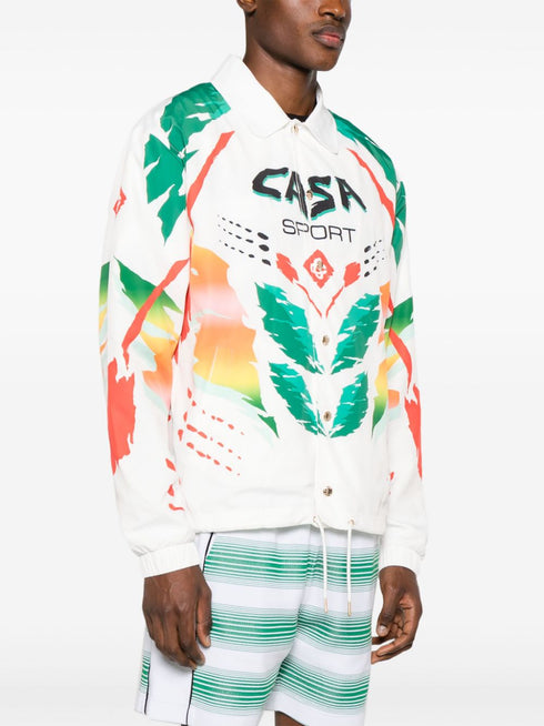 KURTKA MĘSKA Z NADRUKIEM NYLONOWYM CASA MOTO BIAŁA