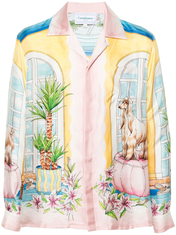 Apartement-print silk shirt