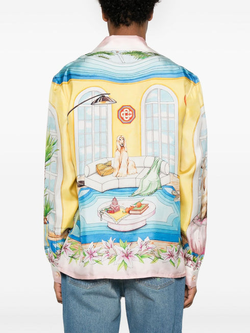 Apartement-print silk shirt