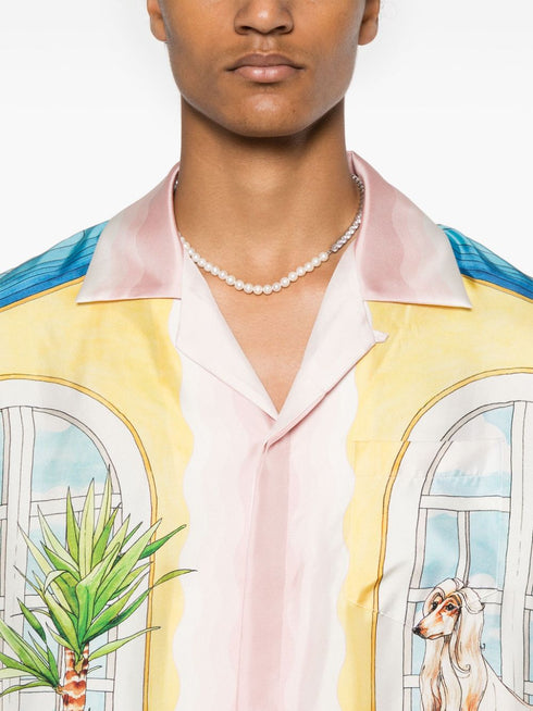 Apartement-print silk shirt