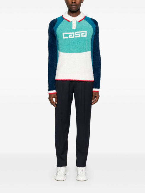 intarsia-logo brushed sweater