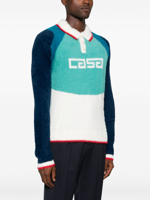 intarsia-logo brushed sweater