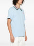 logo-embroidered stripe-collar polo shirt