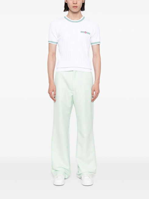 crew-neck ribbed-knit T-shirt