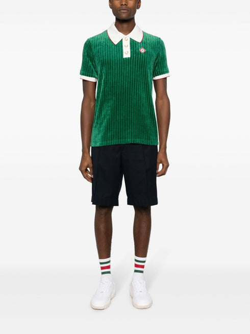 ribbed velvet polo shirt