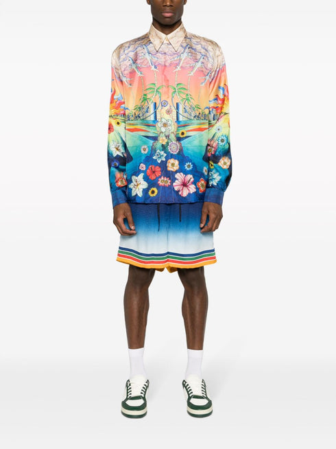graphic-print silk shirt