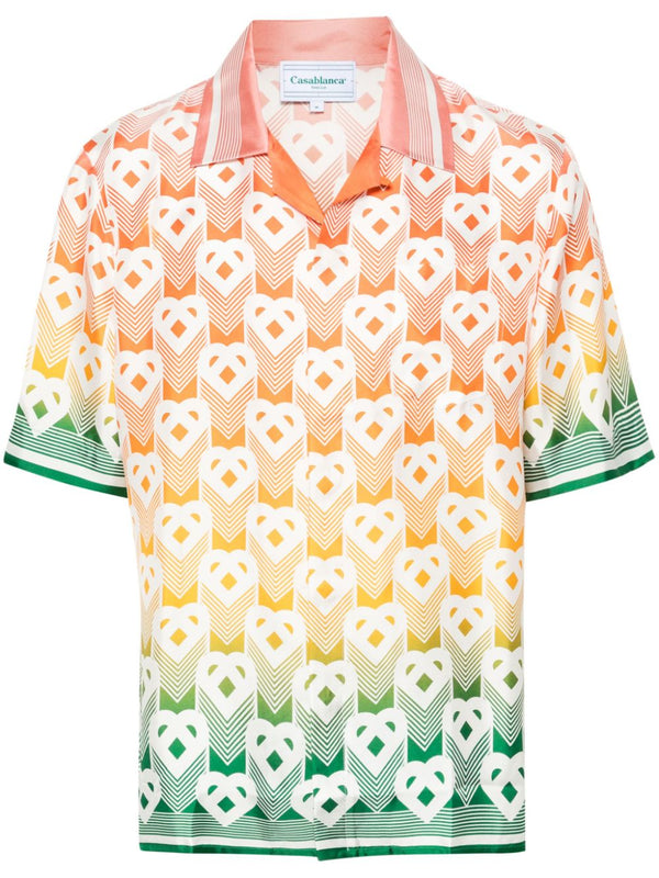Gradient Heart Monogram silk shirt