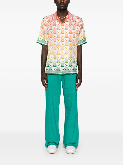 Gradient Heart Monogram silk shirt