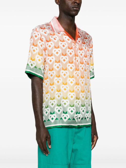 Gradient Heart Monogram silk shirt