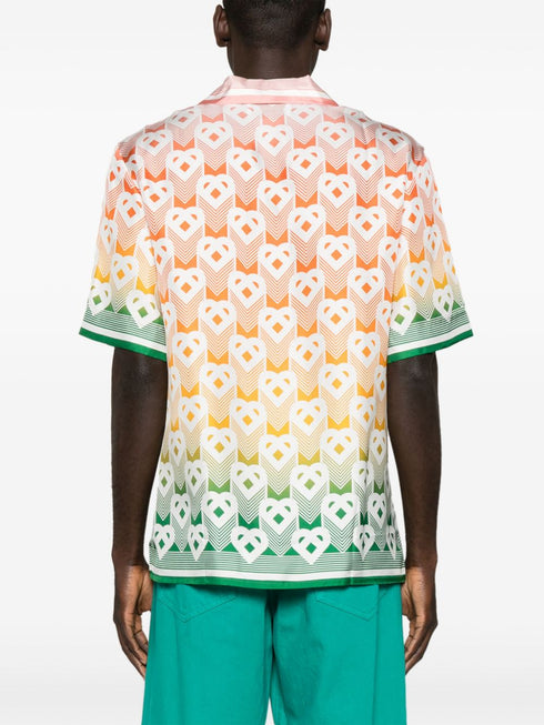 Gradient Heart Monogram silk shirt