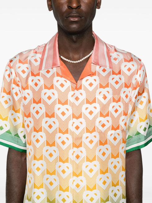 Gradient Heart Monogram silk shirt