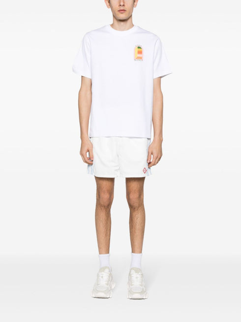 striped mid-rise track shorts