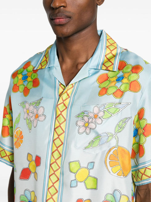 Yoruba Flowers silk shirt