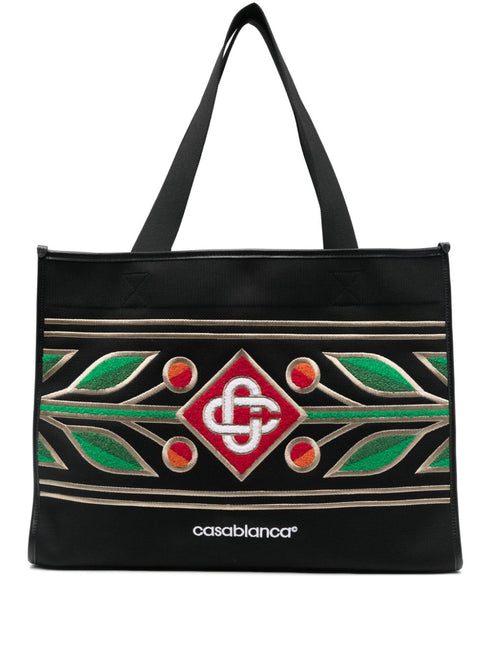 logo-embroidered tote bag