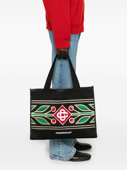 logo-embroidered tote bag