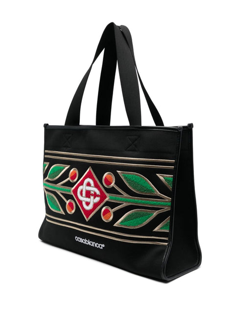 logo-embroidered tote bag