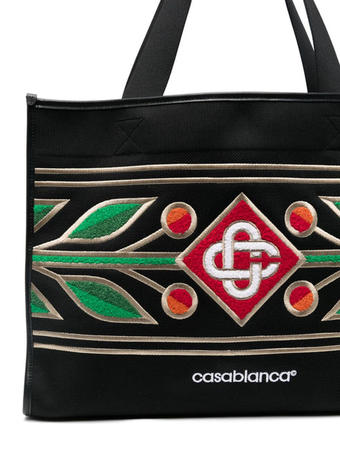 logo-embroidered tote bag