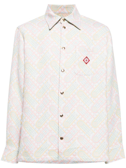 logo-appliqué monogram-jacquard jacket