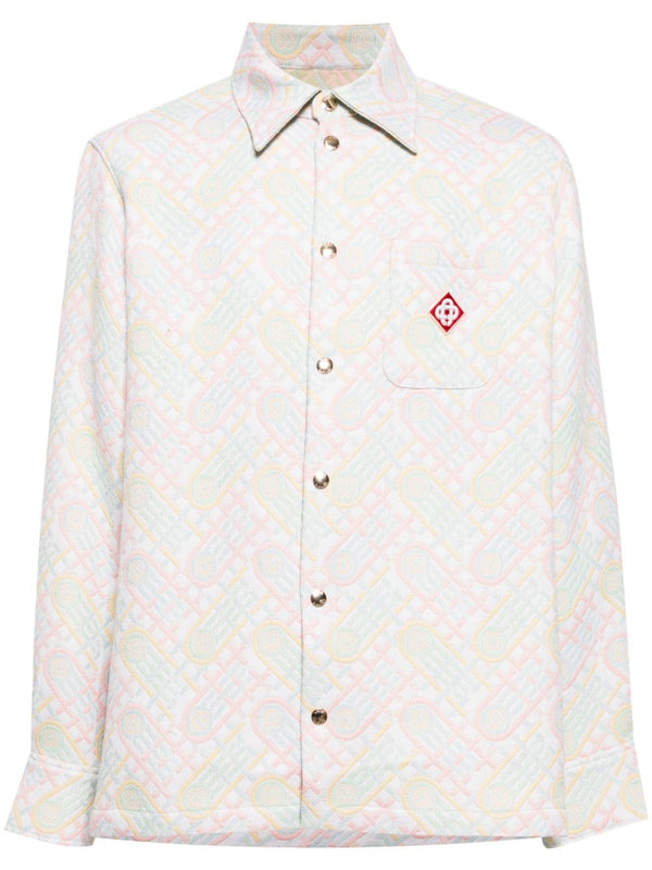 logo-appliqué monogram-jacquard jacket