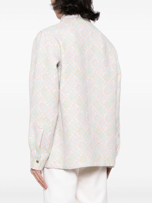 logo-appliqué monogram-jacquard jacket