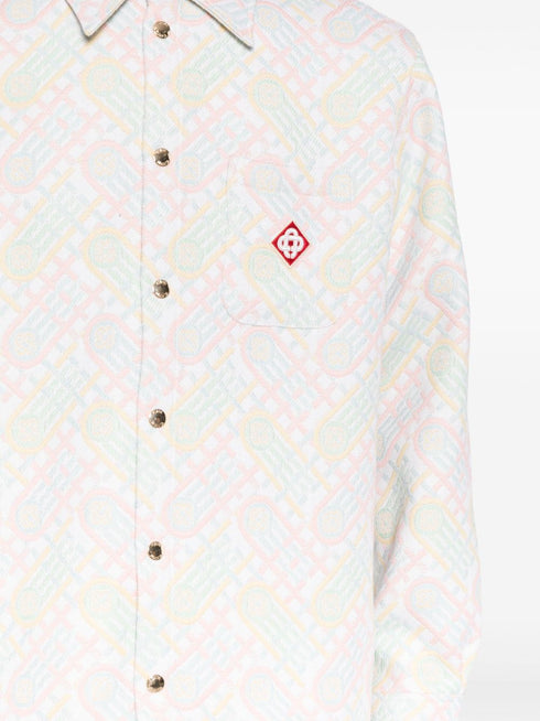 logo-appliqué monogram-jacquard jacket