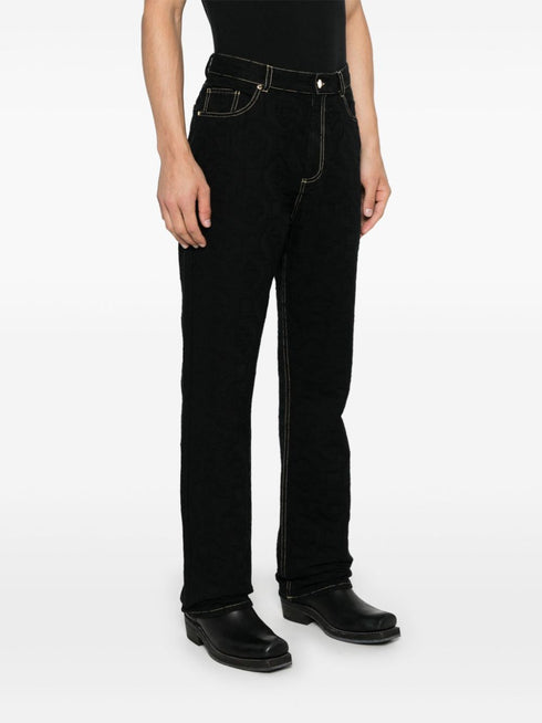 logo-jacquard jeans