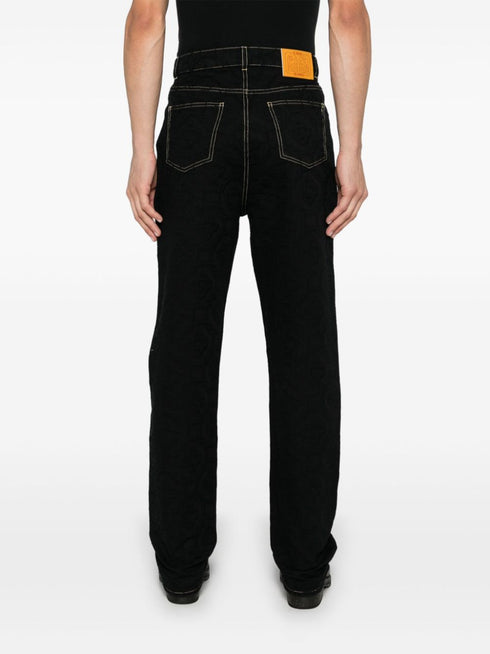 logo-jacquard jeans