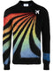 Rainbow-intarsia crew-neck jumper
