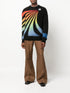 Rainbow-intarsia crew-neck jumper
