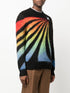 Rainbow-intarsia crew-neck jumper