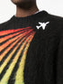 Rainbow-intarsia crew-neck jumper