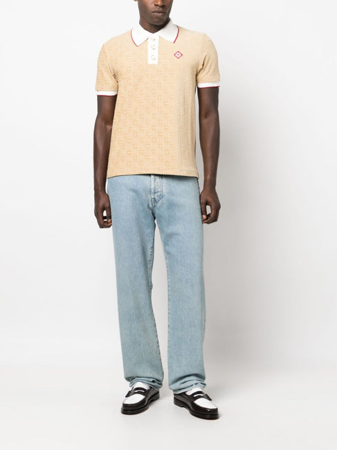 monogram-jacquard polo top