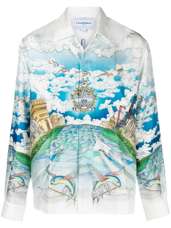 graphic-print long-sleeve shirt