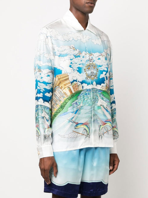 graphic-print long-sleeve shirt