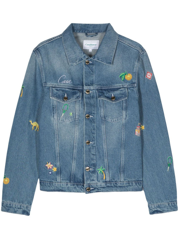 embroidered motif denim jacket