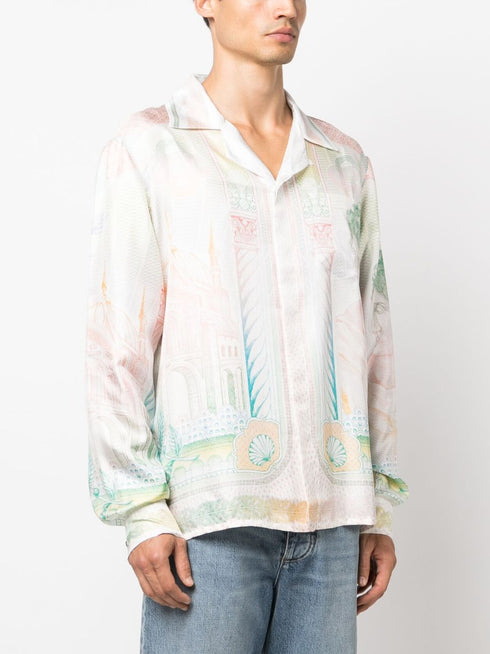 Cuban-collar silk shirt