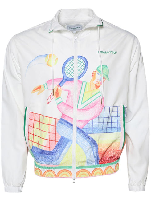 illustration-print zip-up jacket