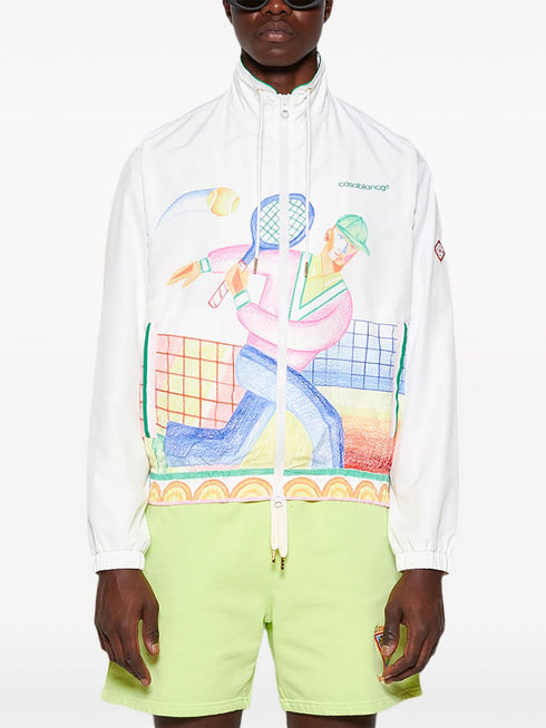 illustration-print zip-up jacket