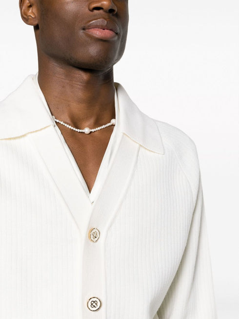 kardigan prążkowany z mieszanki wełny