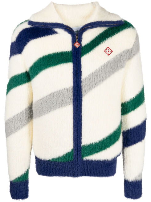 striped zip-up sweatshirt